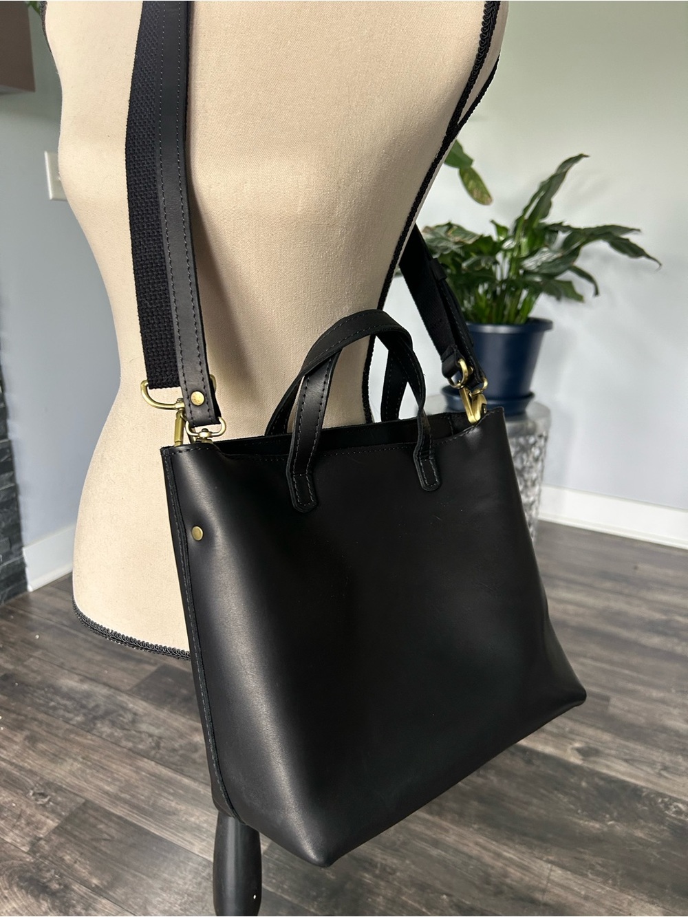 Portland Leather Black Tote with Tassel - Picture 6 of 8